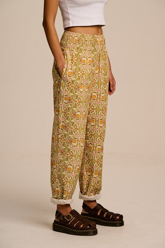 L.E Alexa - Cotton Trousers in Graphics and Grain Artist & Yak