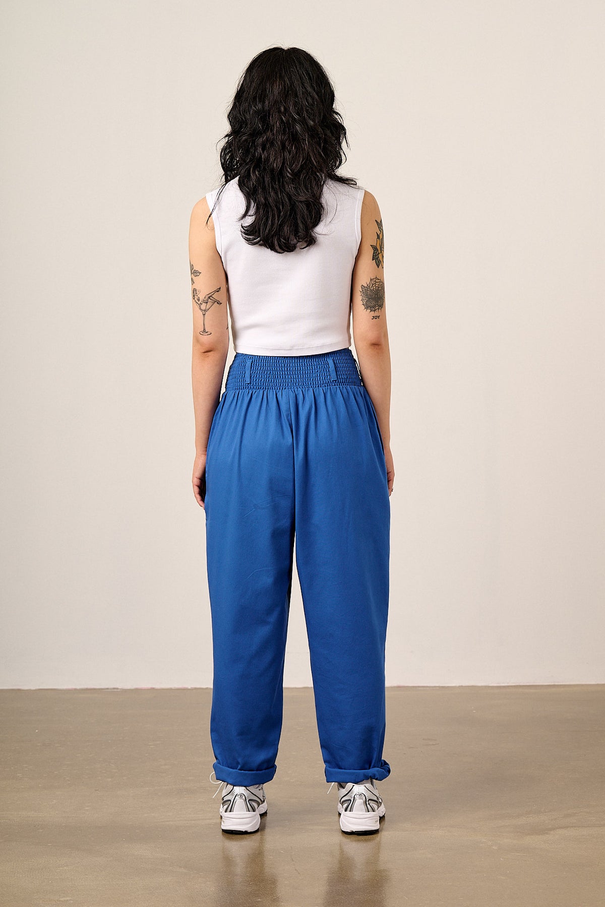 Alexa - Tapered Leg Trousers - Organic Cotton in Strong Blue