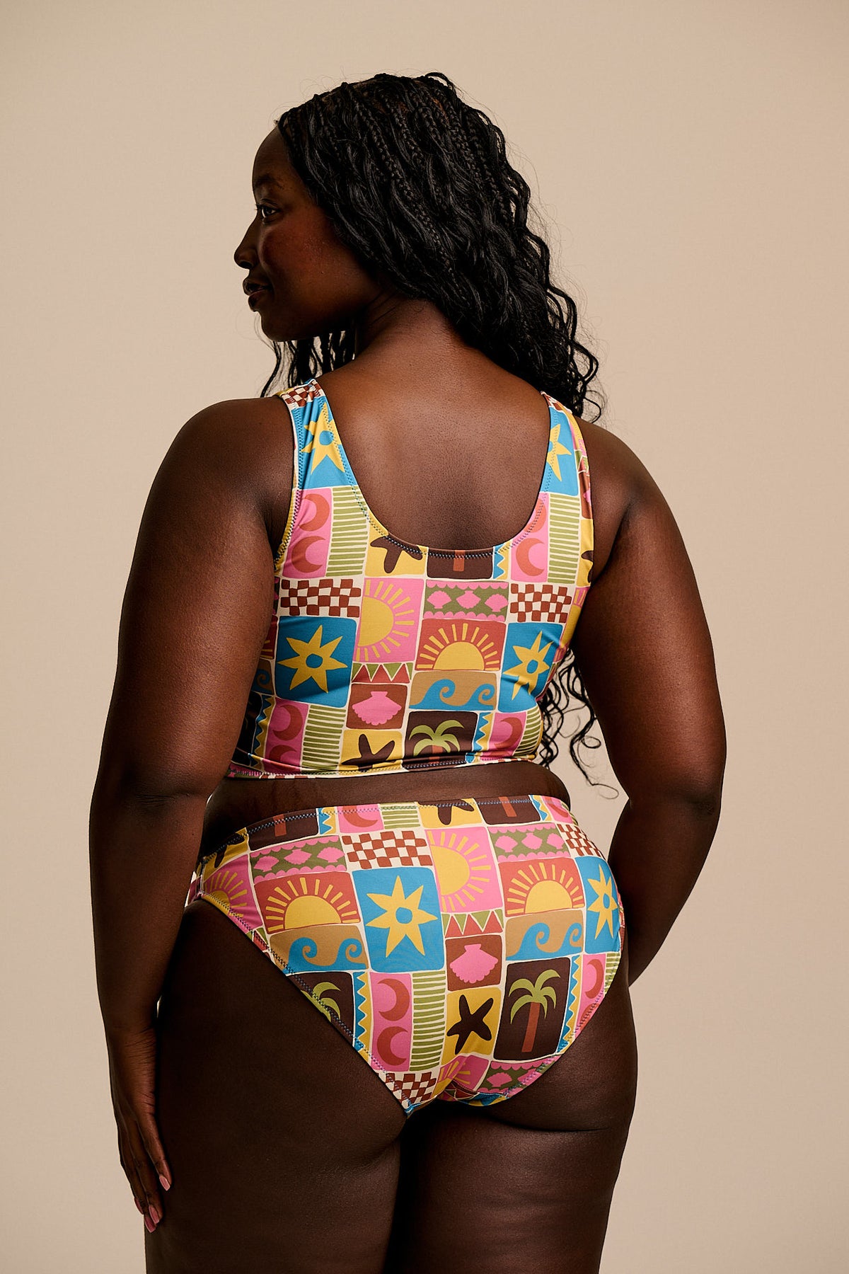 Aria - Low Rise Bikini Bottoms Recycled Polyester in Coastal Tile
