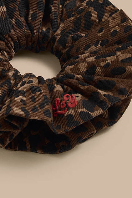 Anya - Double Layer Scrunchie Organic Cotton Twill in Animal Print