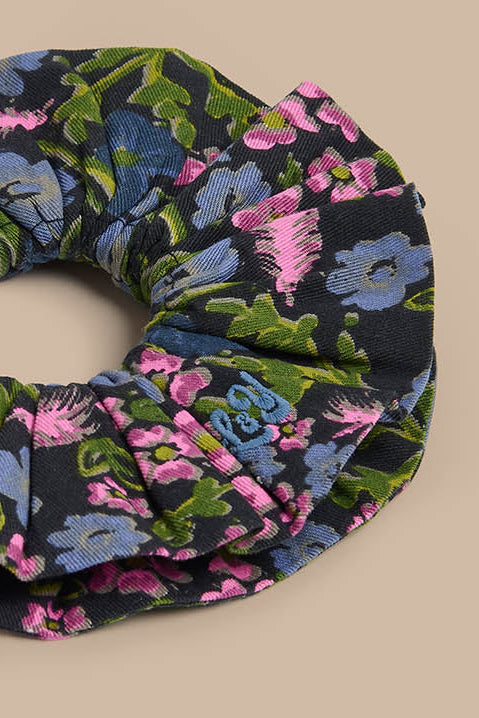 Anya - Double Layer Scrunchie Organic Cotton Twill in Grunge Ditsy Floral