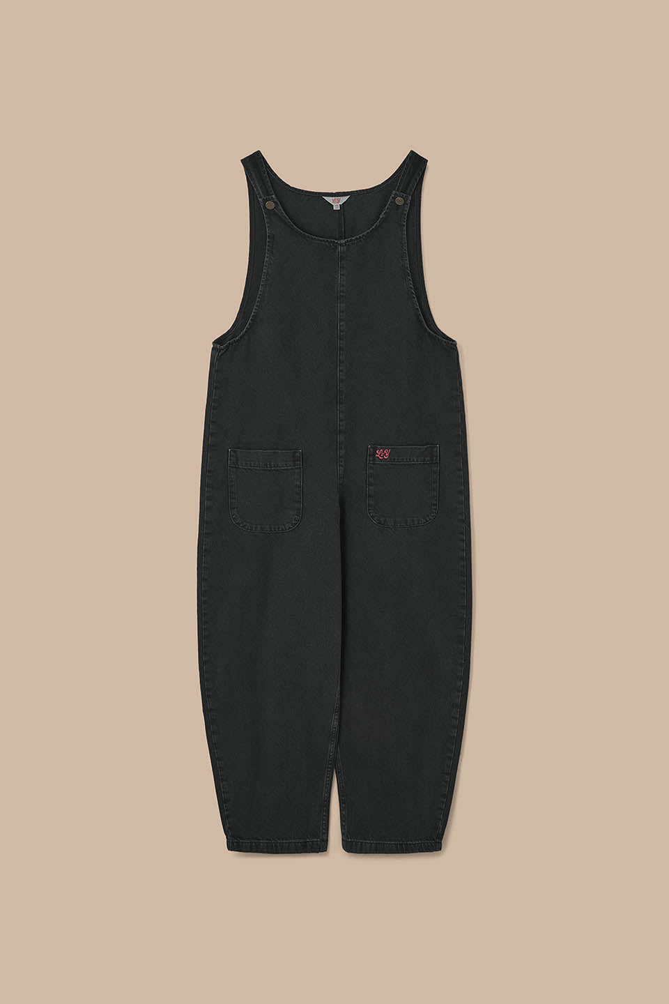 Ara - Barrel Leg Dungarees Organic Cotton Denim in Washed Black