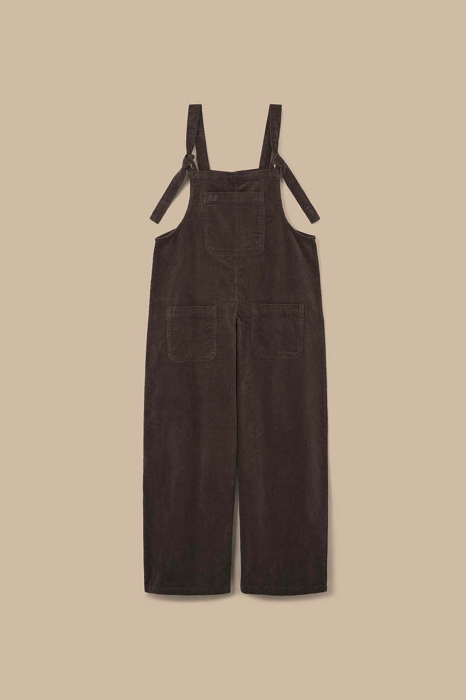 Arlo - Cord Wide Leg Dungarees in Chocolate