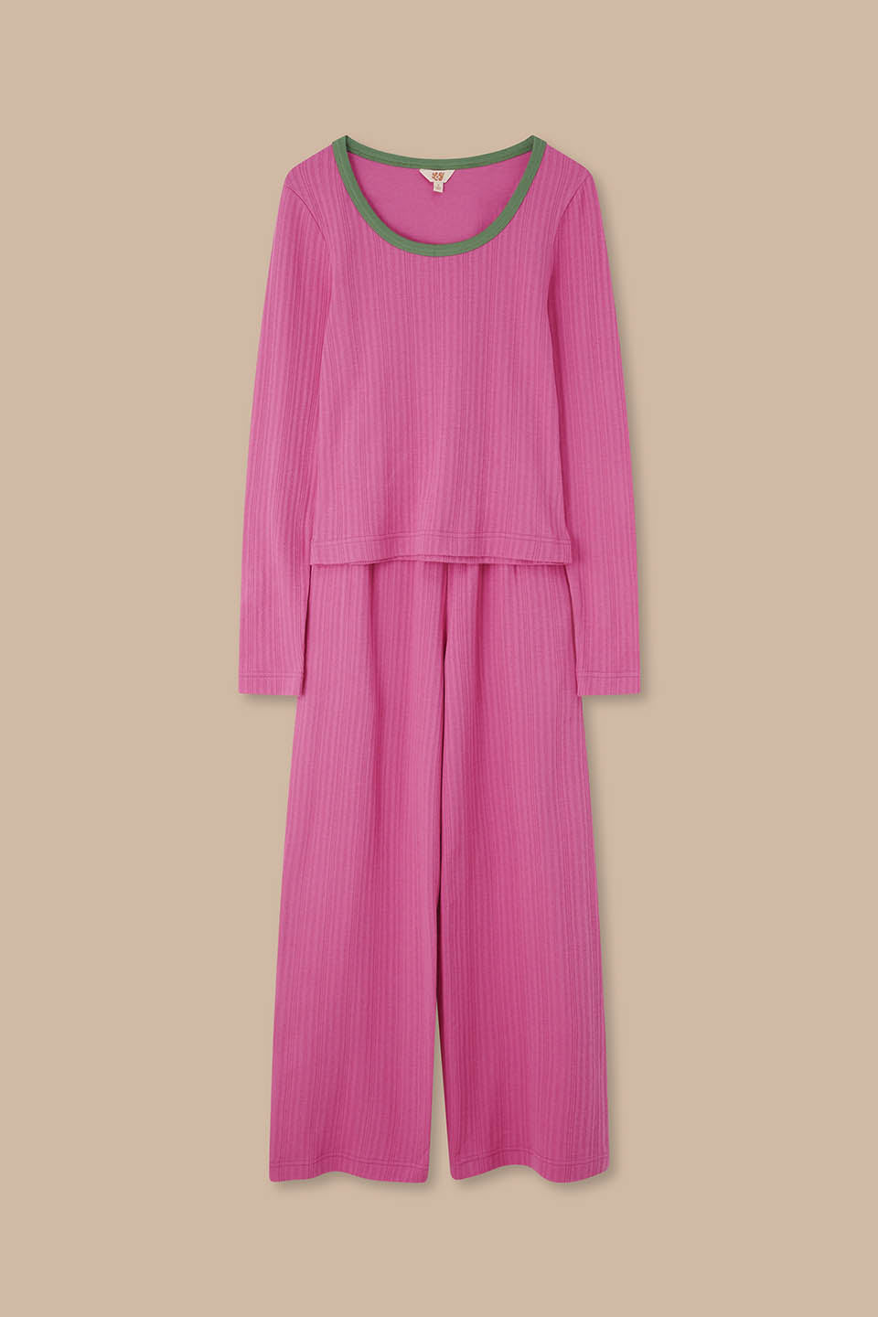Celeste - Long Sleeve Pyjama in Pink and Green