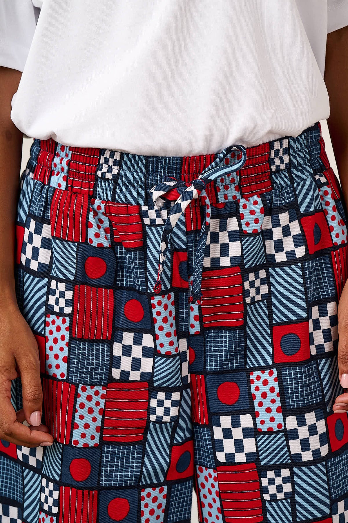 Chuck - Wide Leg Trousers Organic Cotton in Ahoy There Squares
