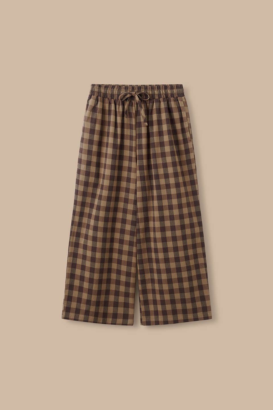 Chuck - Wide Leg Trousers Organic Cotton in Black & Brown Check