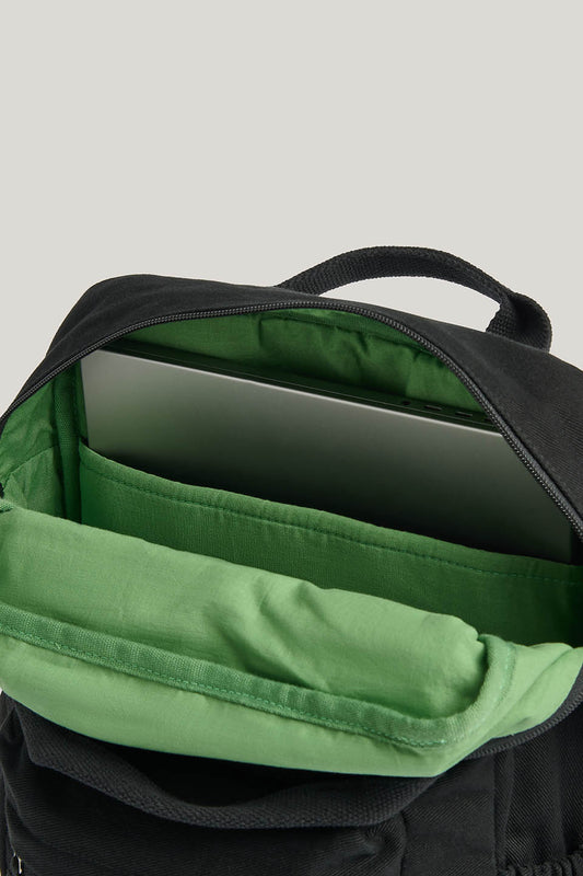 Colby - Backpack Organic Cotton in Black with Green Lining