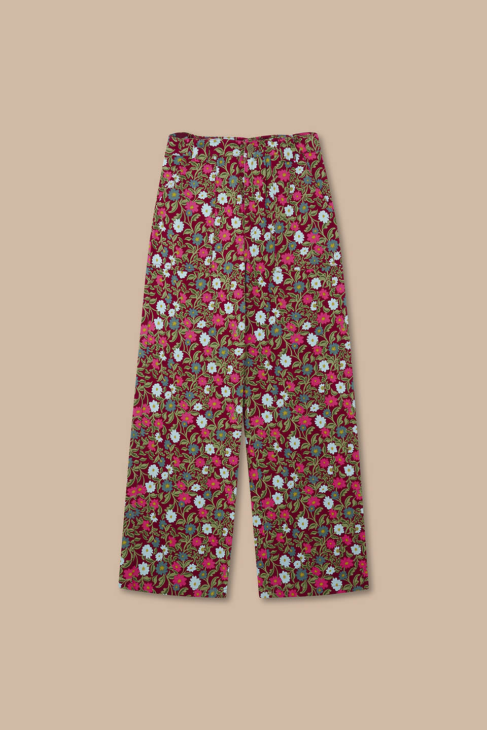 Delores - Wide Leg Trousers Organic Cotton in Palace Floral Print