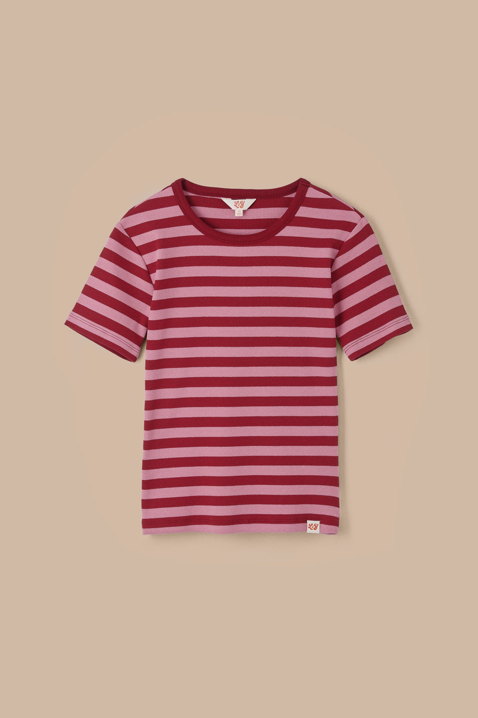 Gracie - T-Shirt Organic Cotton in Pink & Maroon Stripe