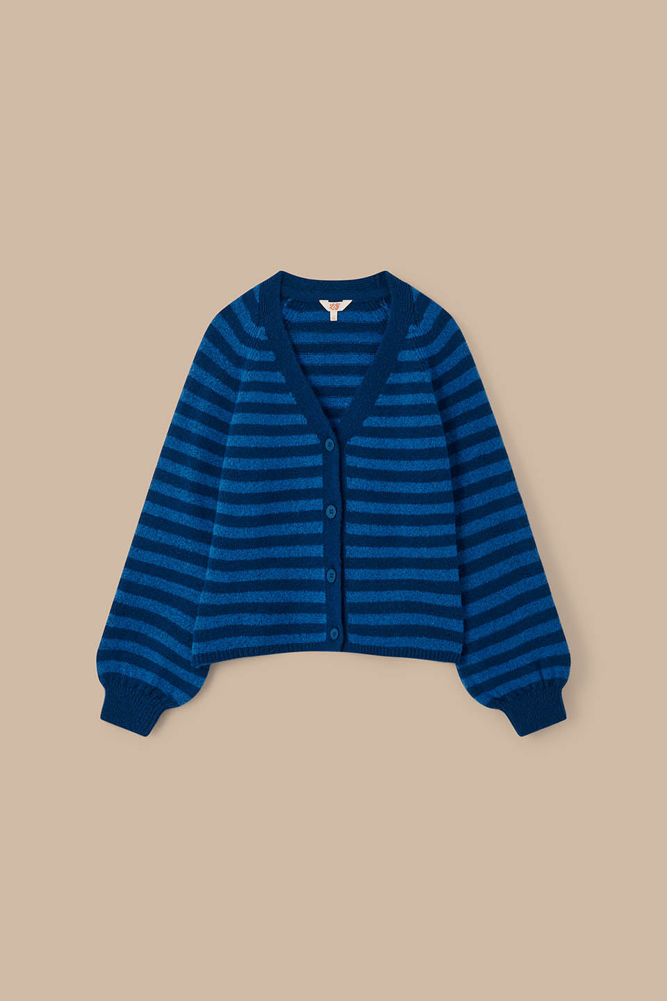 Juniper - Cardigan Recycled Polyester Knit in Blue Stripe
