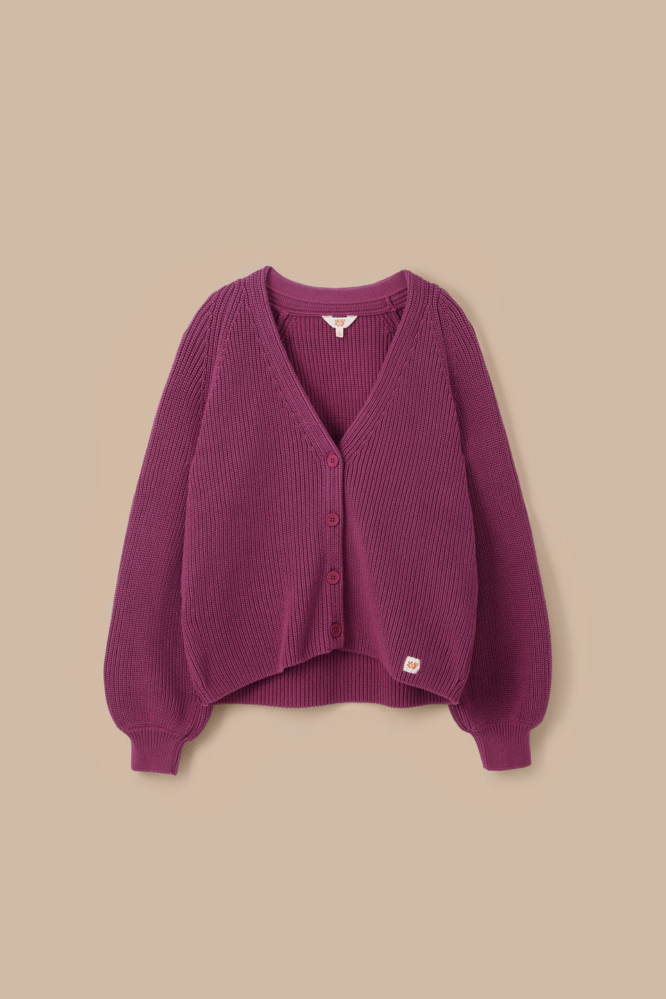 Juniper - Cardigan Organic Cotton Knit in Burgundy