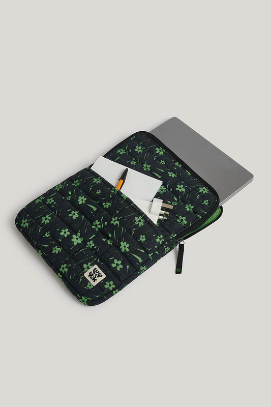 Emery - 13" Laptop Case Organic Cotton in Green Floral