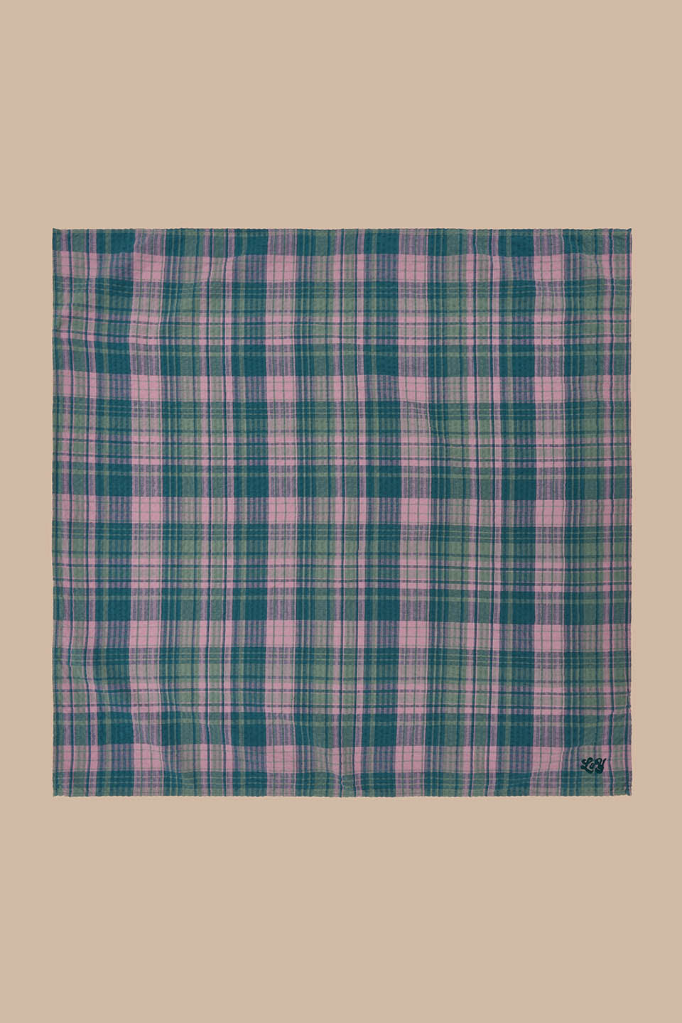 Lottie - Neck Scarf Organic Cotton Seersucker in Palace Check