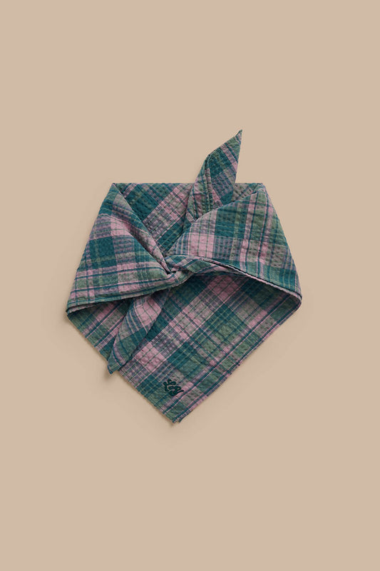Lottie - Neck Scarf Organic Cotton Seersucker in Palace Check