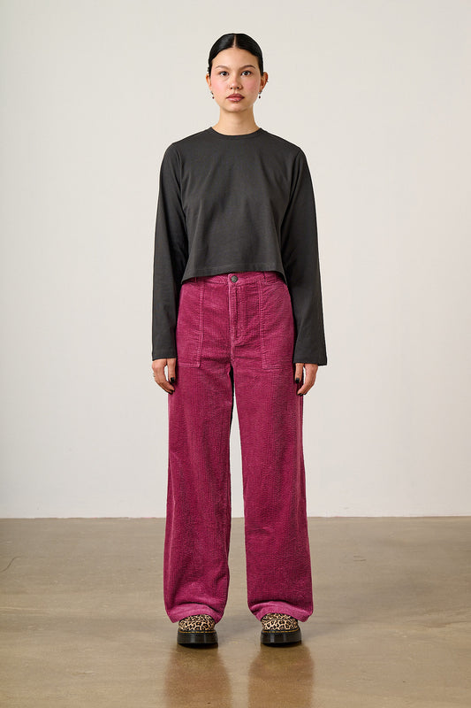 Mio - Long Sleeve T-Shirt Cotton in Charcoal