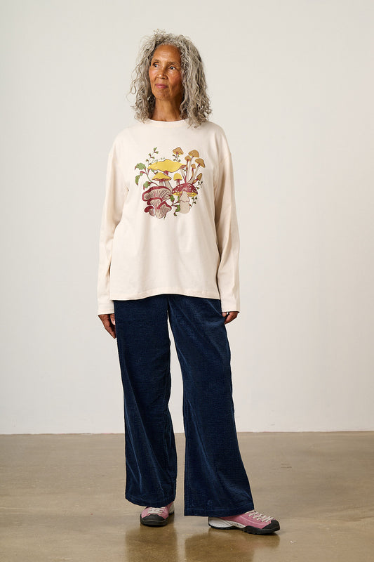Murat - Long Sleeve T-Shirt Organic Cotton in Mushroom Print