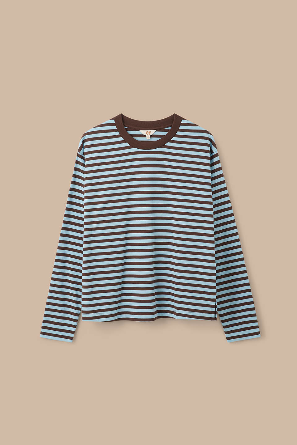 Mysen - Long Sleeve T-Shirt Organic Cotton in Chocolate and Blue Stripe