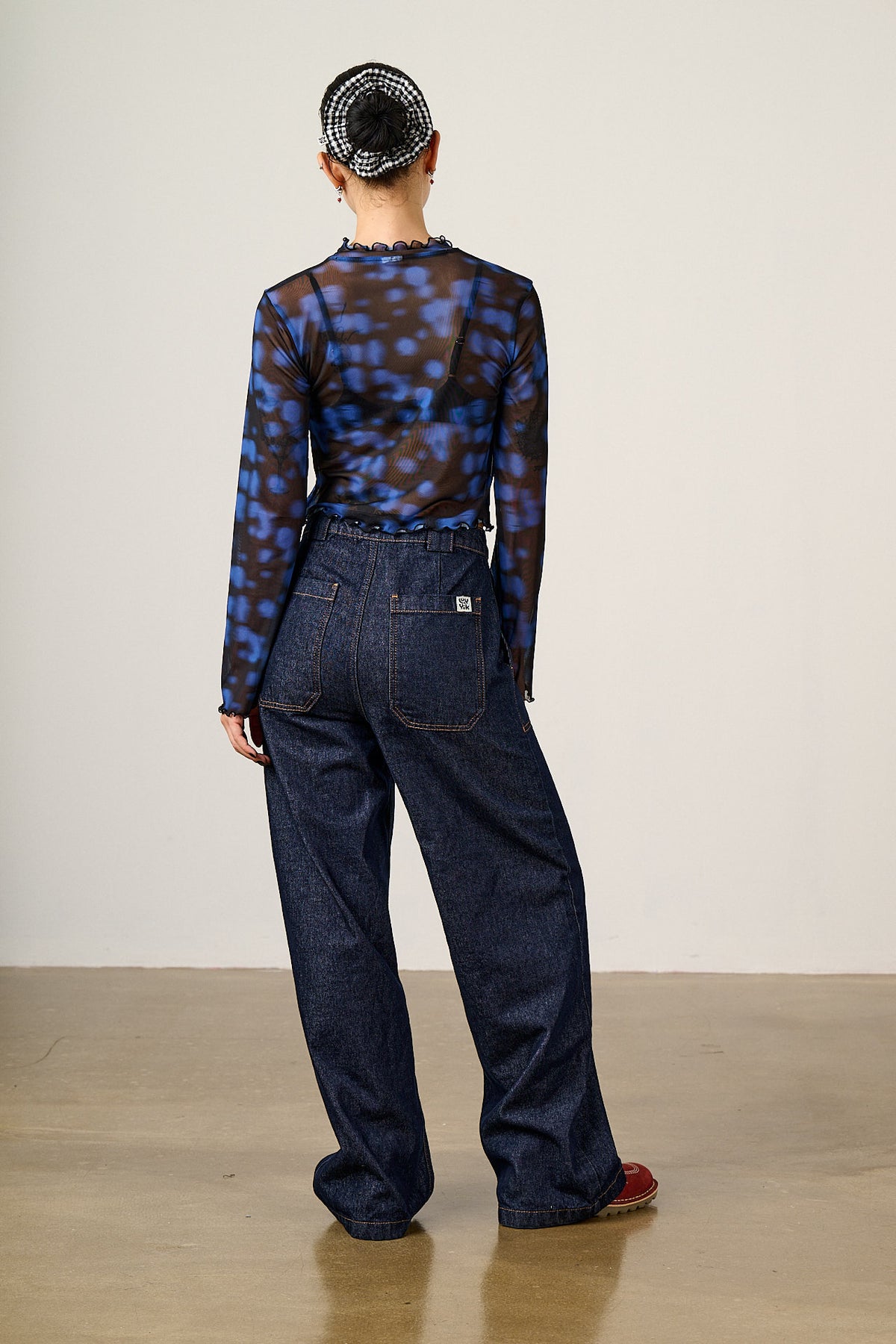 Perrie - Long Sleeve Top Recycled Polyester Mesh in Blue Digital Blur