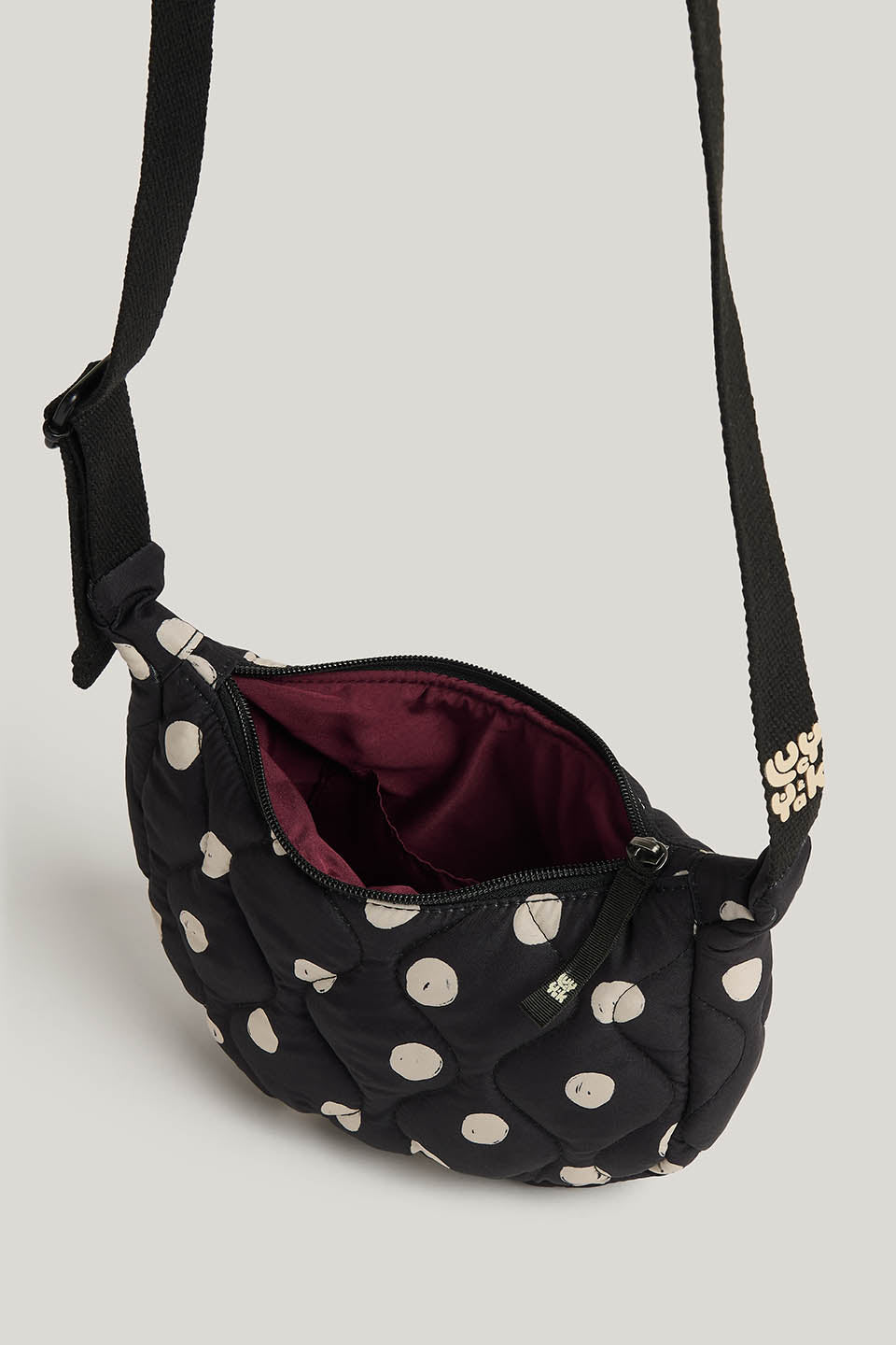 Reims - Crossbody Bag Recycled Polyester in Black and White Polka Dot