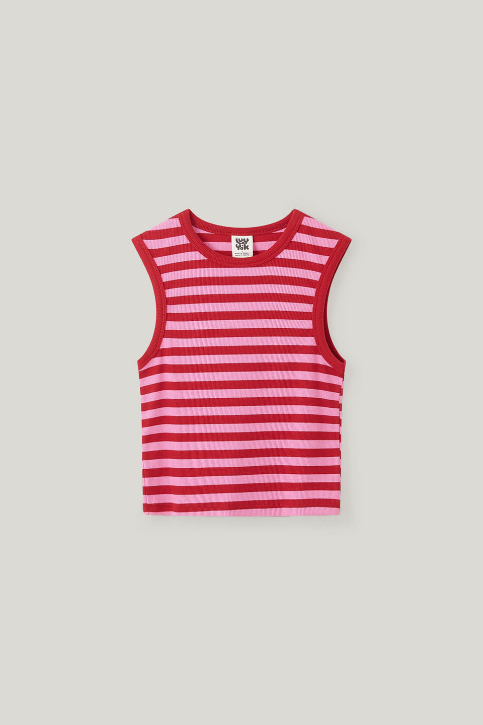 Rue - Tank Top Organic Cotton in Pink & Red Stripe