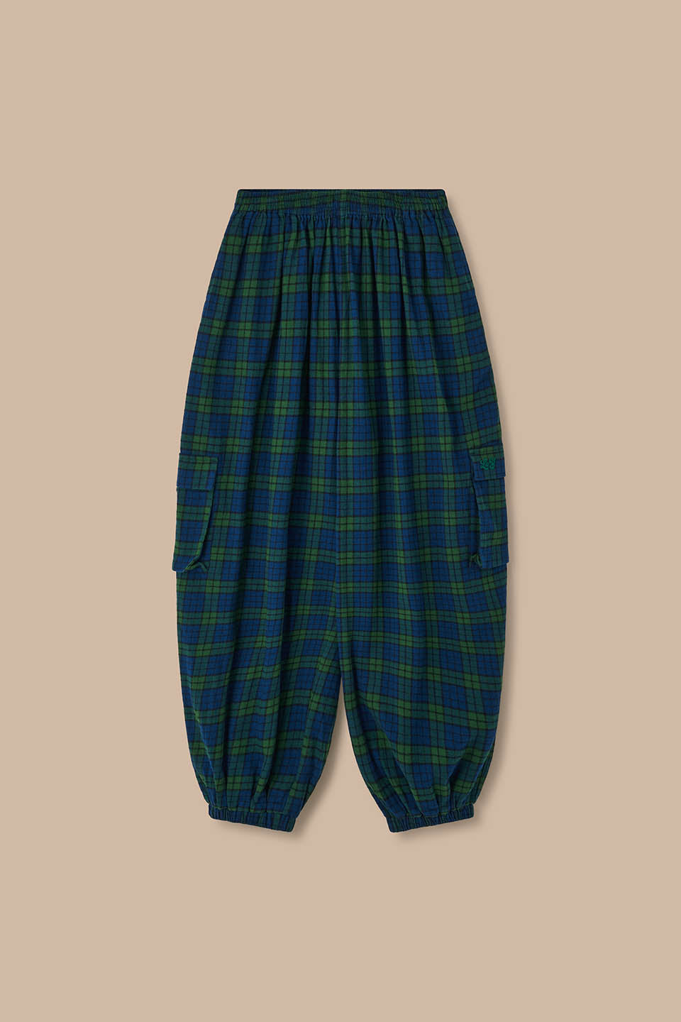 Rumi - Brushed Cotton Barrel Trousers in Wilderness Tartan