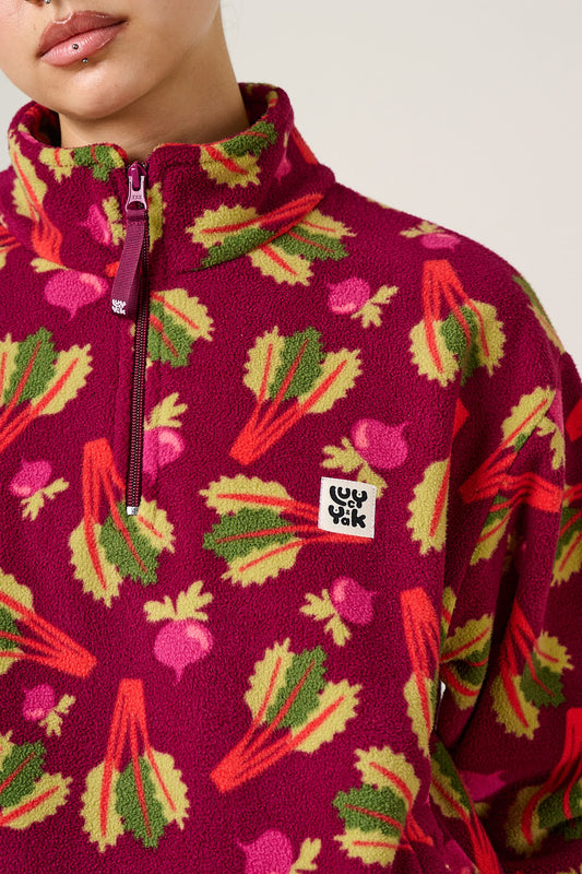 Stevie - Polar Fleece Recycled Polyester in Rhubarb