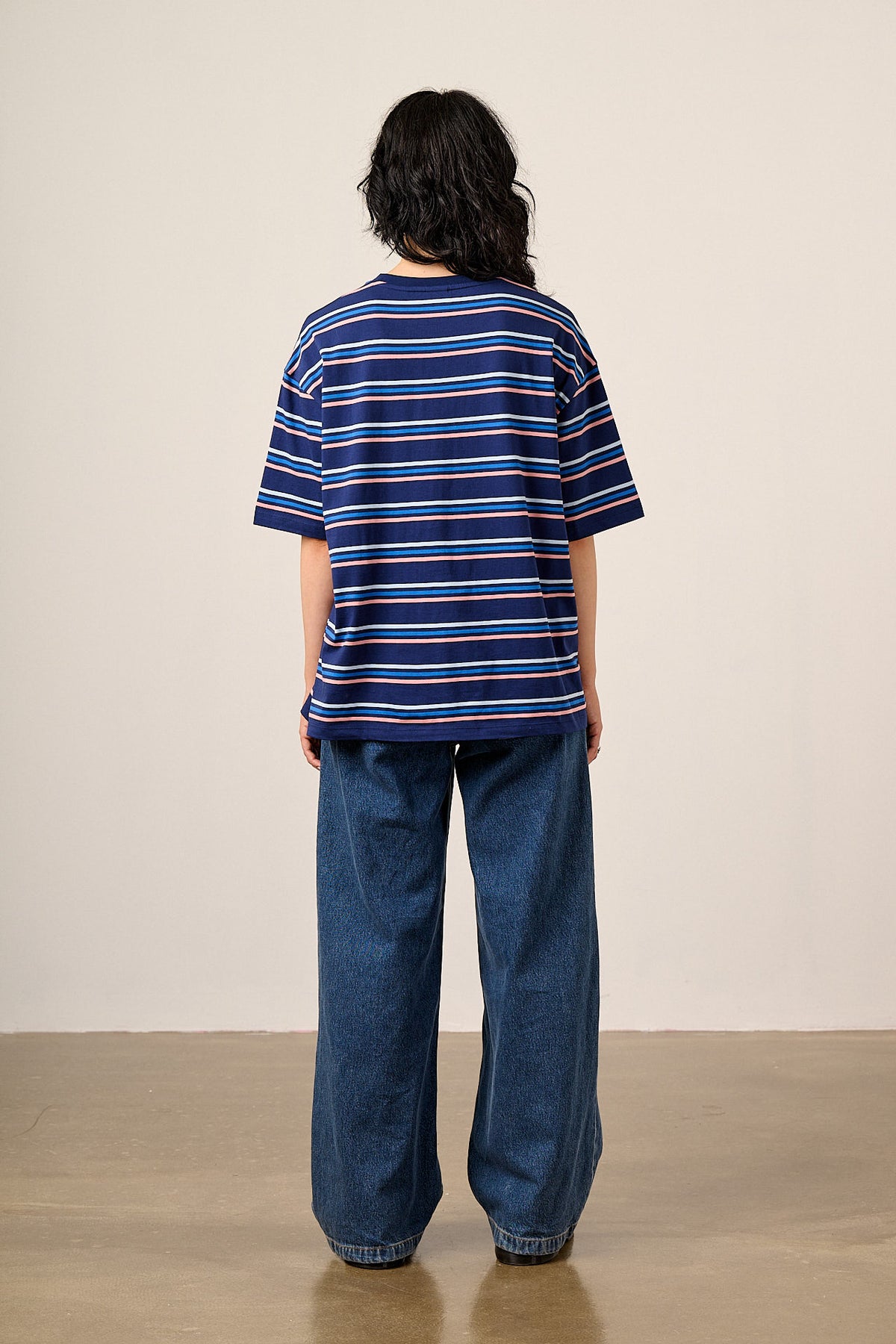 Benny - Oversized T-Shirt Organic Cotton in Blue Cosmic Folk Stripe