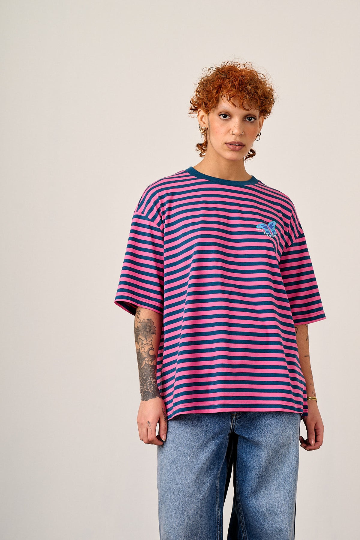 L.E Benny - Oversized T-Shirt - Organic Cotton in Brooke Hornsby & Yak Stripe