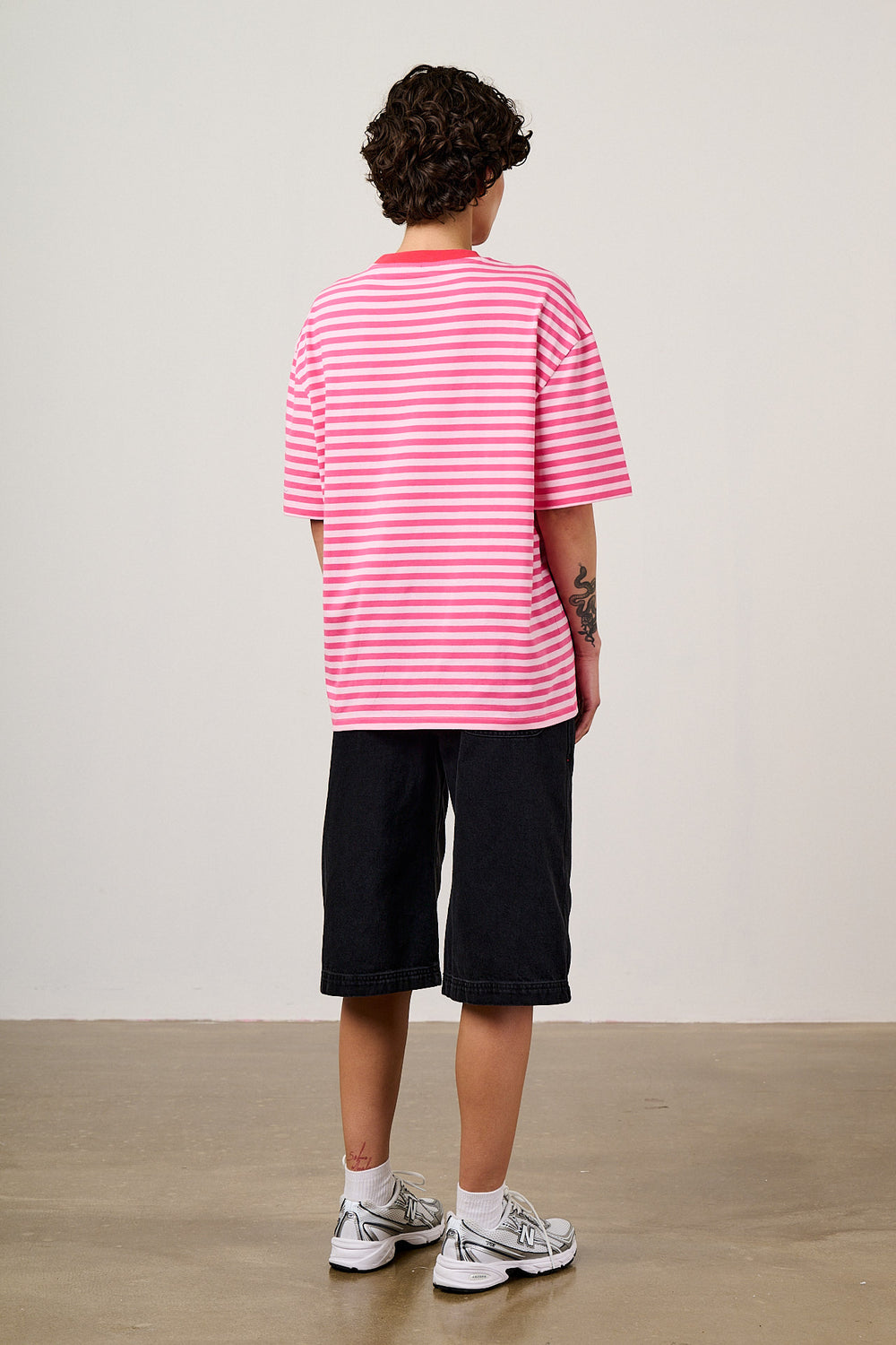 Benny - Oversized T-Shirt Organic Cotton in Pink & Red Stripe