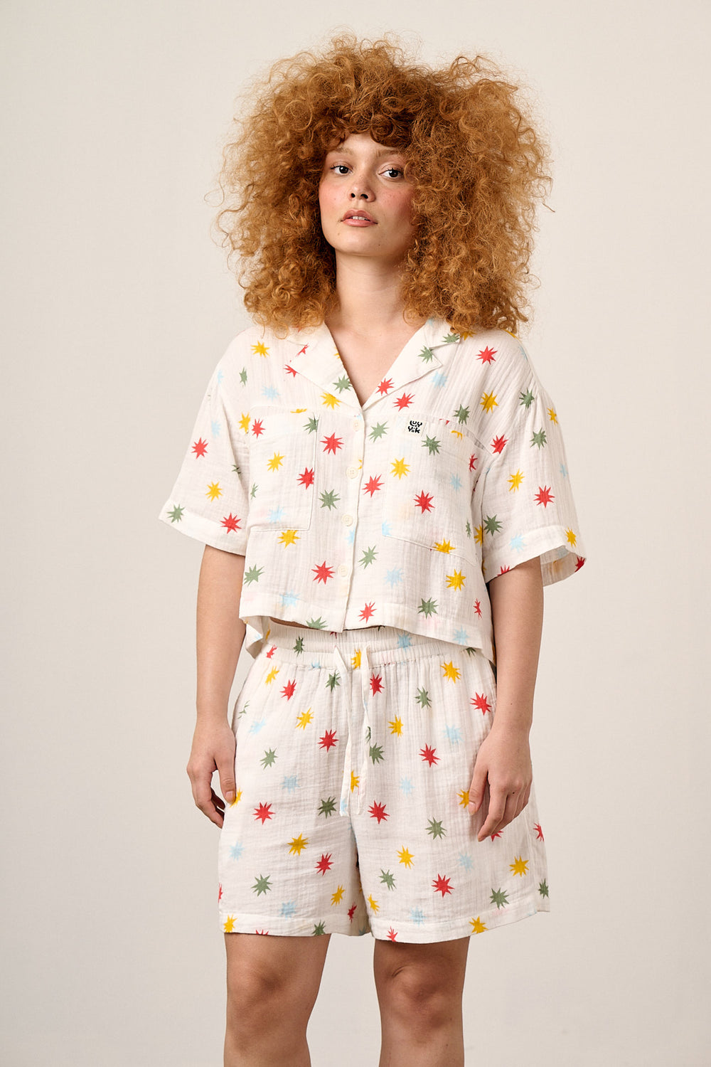 Alfie - Shirt Organic Cotton in Ecru Cosmic Folk Stars
