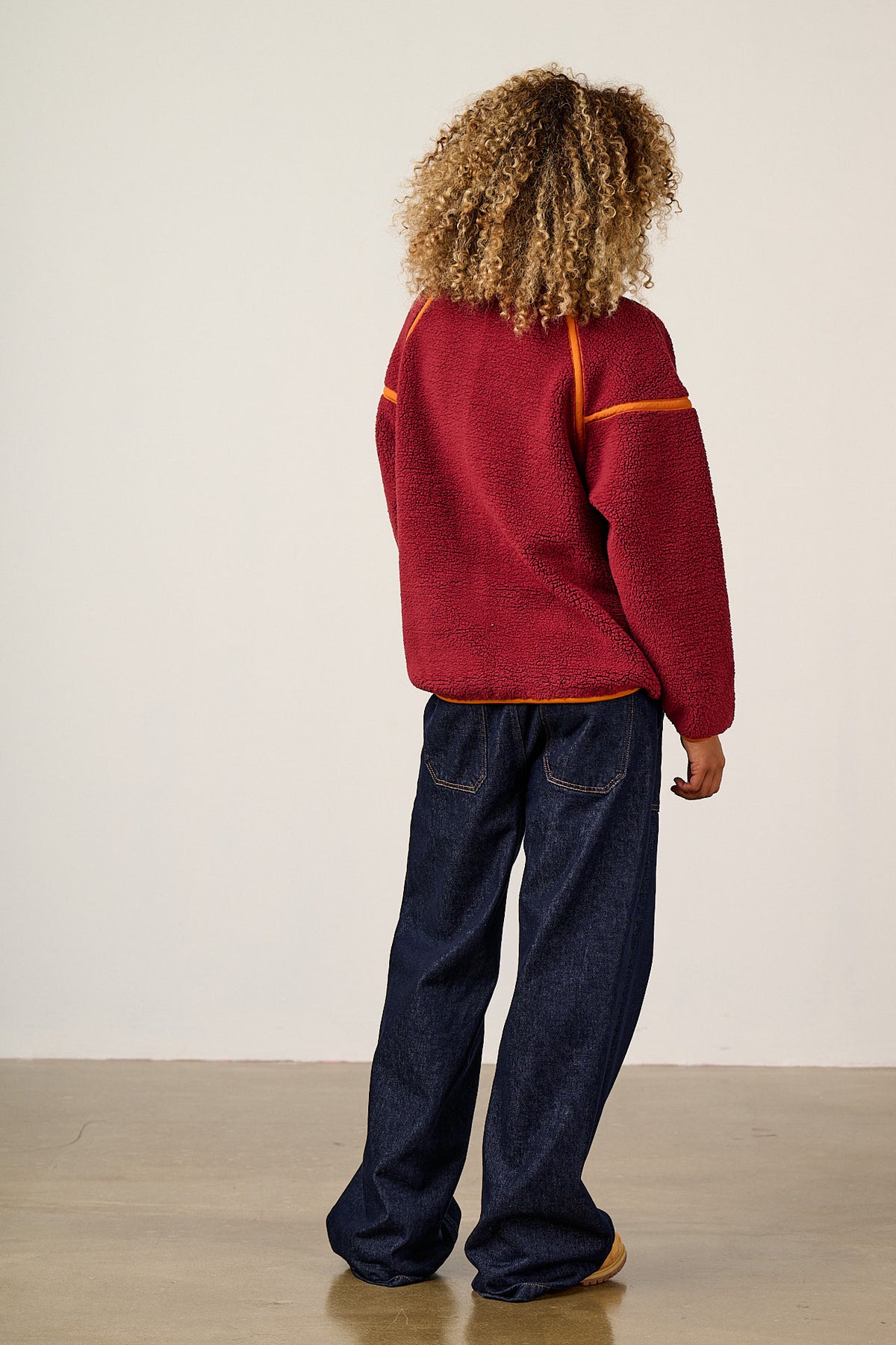 Hayes - Zip Through Fleece Recycled Polyester Borg in Red and Orange