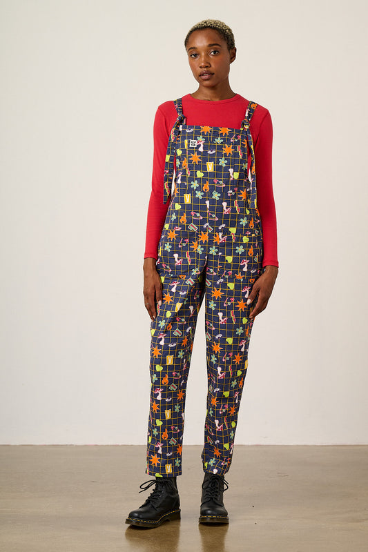 Original - Straight Leg Dungarees Organic Cotton in Punk Energy Grid Motif