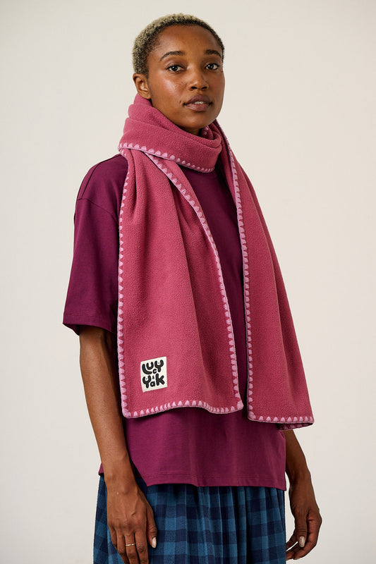 Kiri - Blanket Stitch Scarf Recycled Polyester in Pink