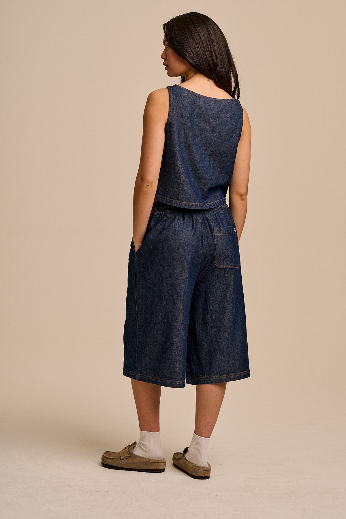 Etoile - Button Up Tank Top Organic Cotton in Indigo Blue