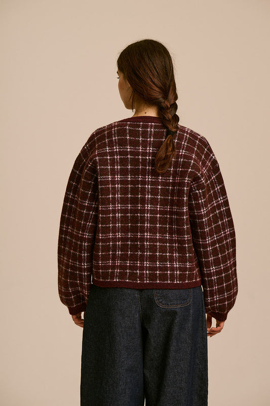 Gin - Cardigan in Romantic Check
