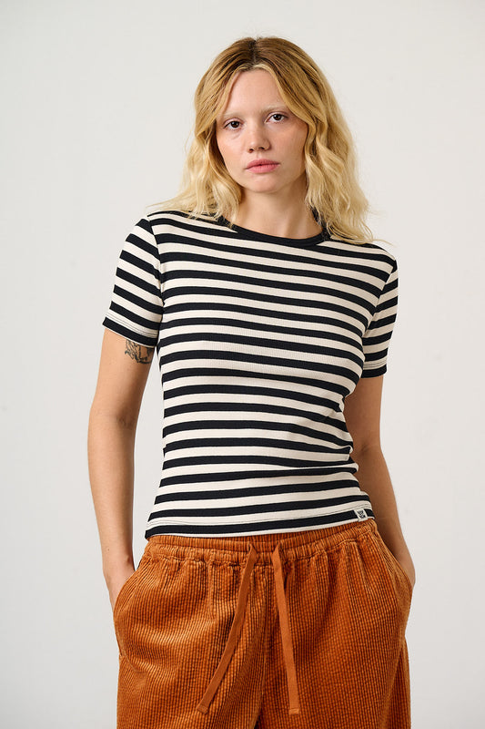 Gracie - T-Shirt Organic Cotton in Monochrome Stripe