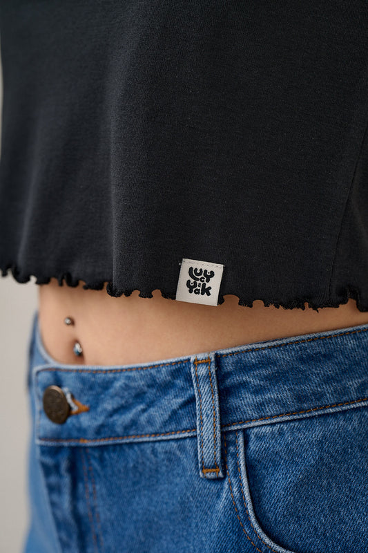 Greta - Cropped Top Organic Cotton in Black