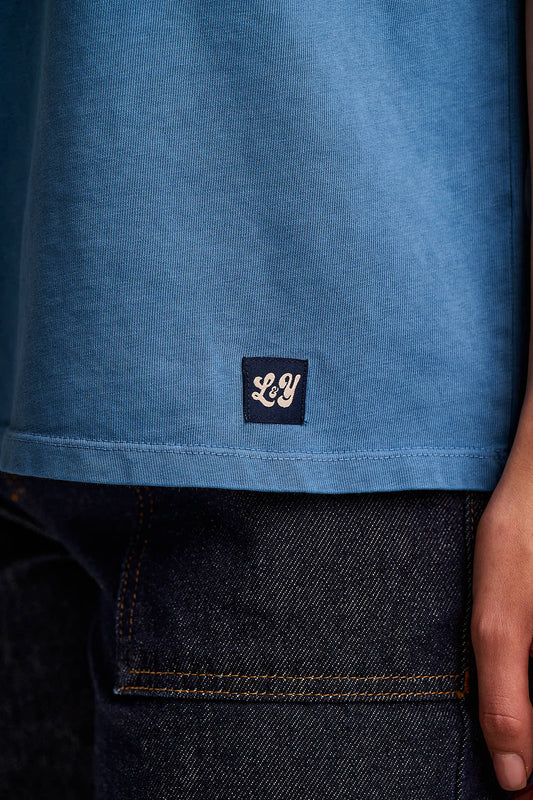 Inessa - Cap Sleeve T-Shirt Organic Cotton in Blue