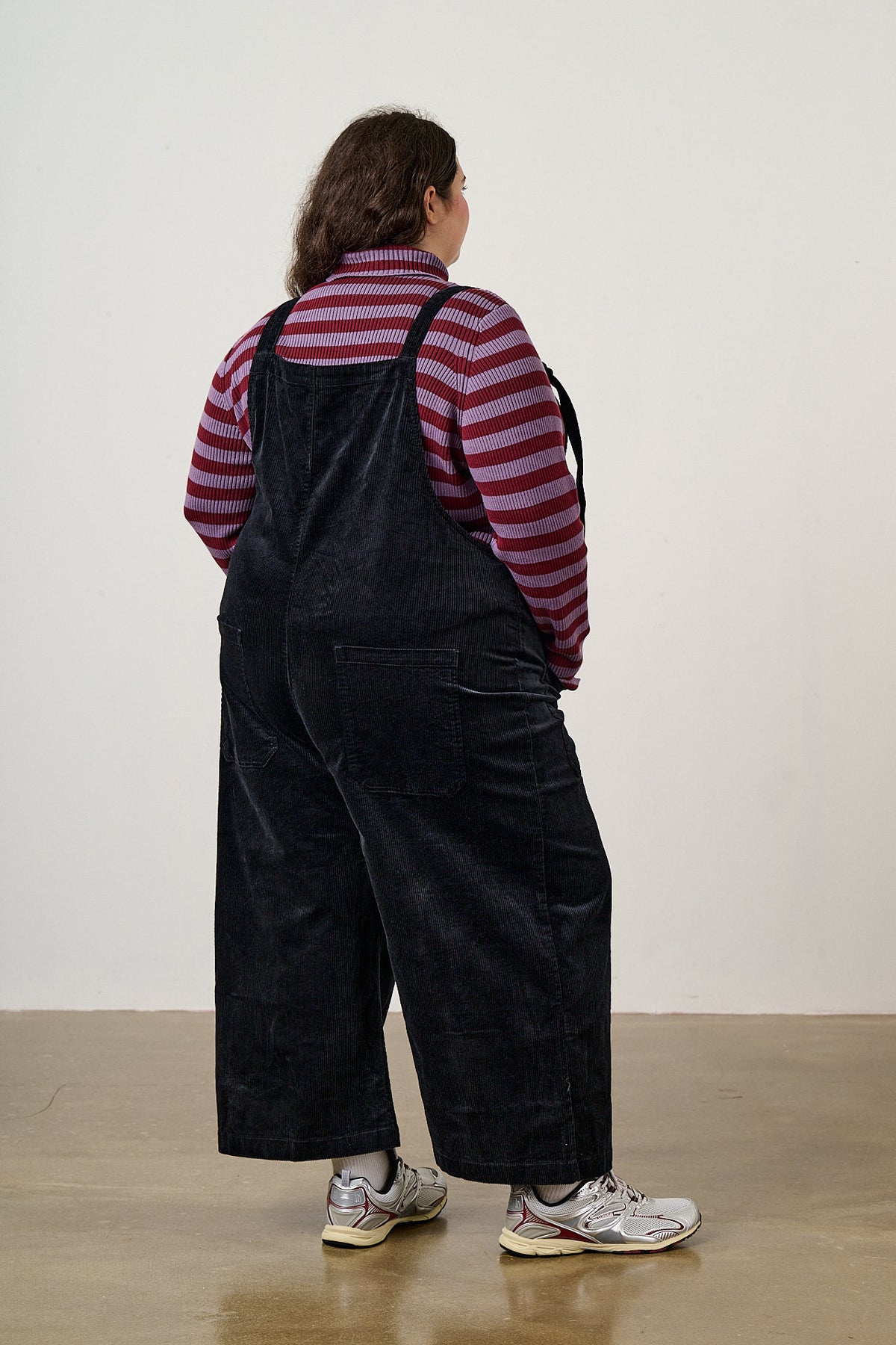 Jenny - Wide Leg Dungarees Organic Cotton Corduroy in Black
