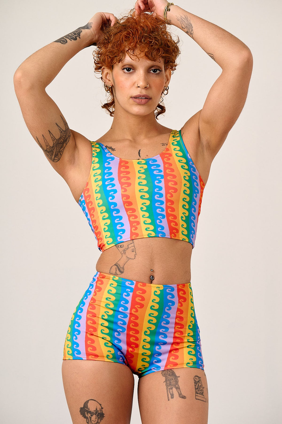 Kara - Tankini Top Recycled Polyester in Rainbow Wave