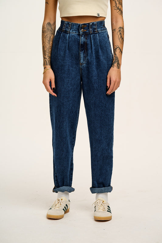 Addison - High Waist Jeans Organic Cotton Denim in Mid Wash Blue