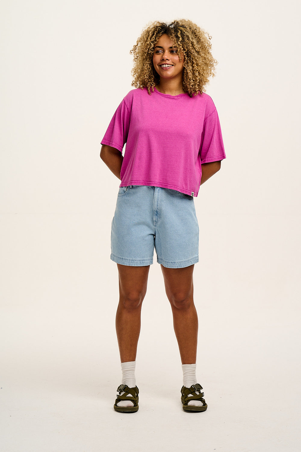 Lexi - High Waist Shorts Organic Cotton Denim in Light Wash Blue