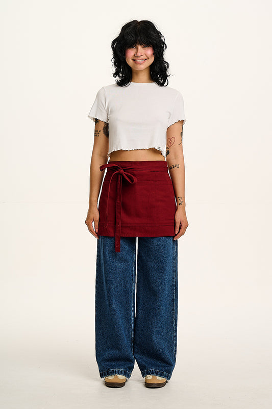 Millau - Midweight Waist Apron Organic Cotton in Maroon