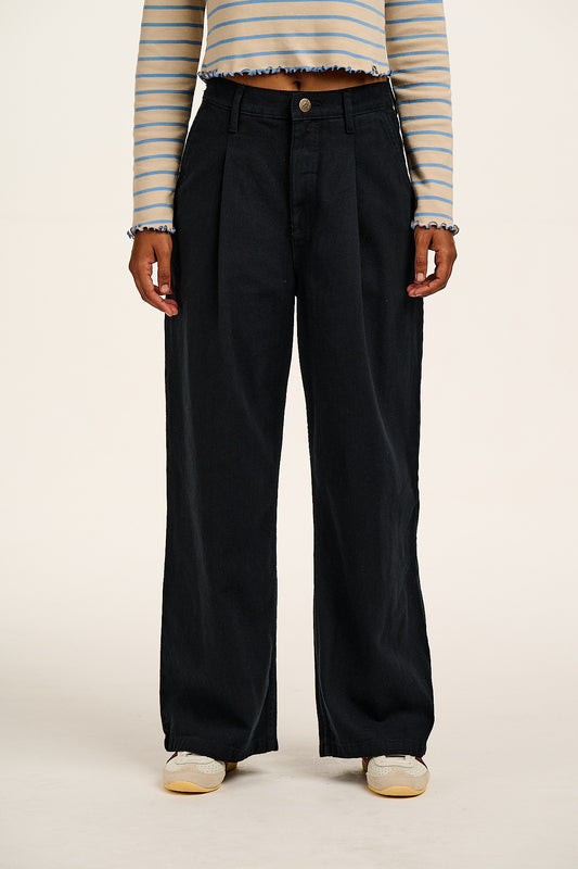 Cole - Wide Leg Jeans Organic Cotton Denim in Black