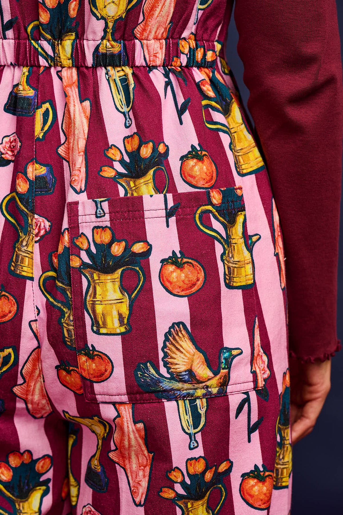 L.E. Ragan - Cropped Leg Jumpsuit Organic Cotton Twill in Artist Print by Emily Furr & Yak