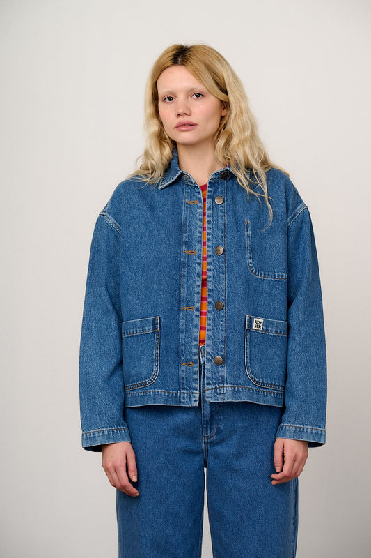 Connie - Denim Jacket Organic Cotton Denim in Mid Wash Blue