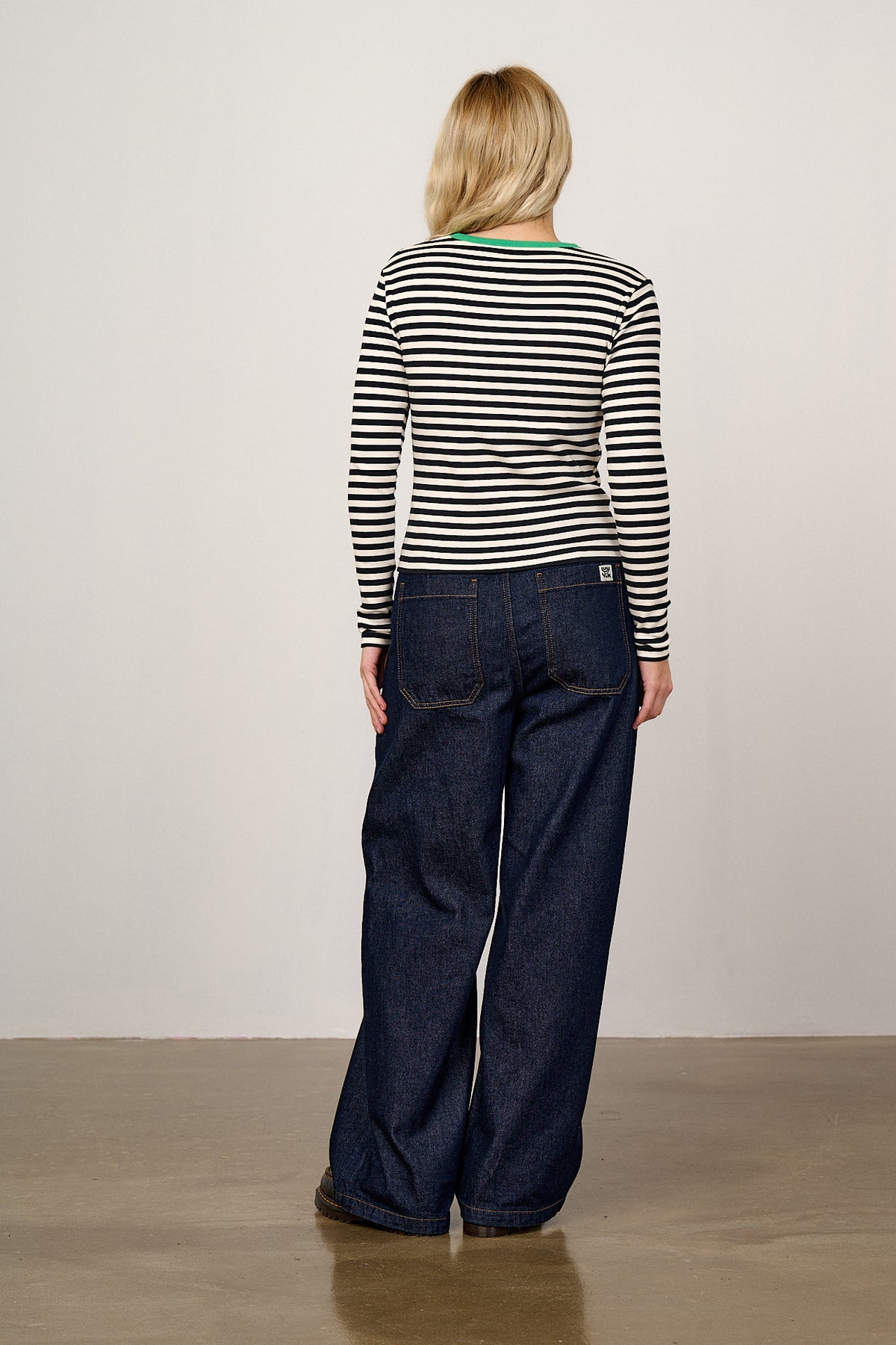Grayson - Long Sleeve Top Cotton in Black & White Stripe