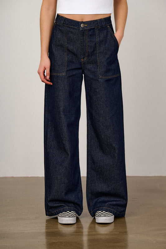 Delores - Wide Leg Jeans Organic Cotton Denim in Indigo