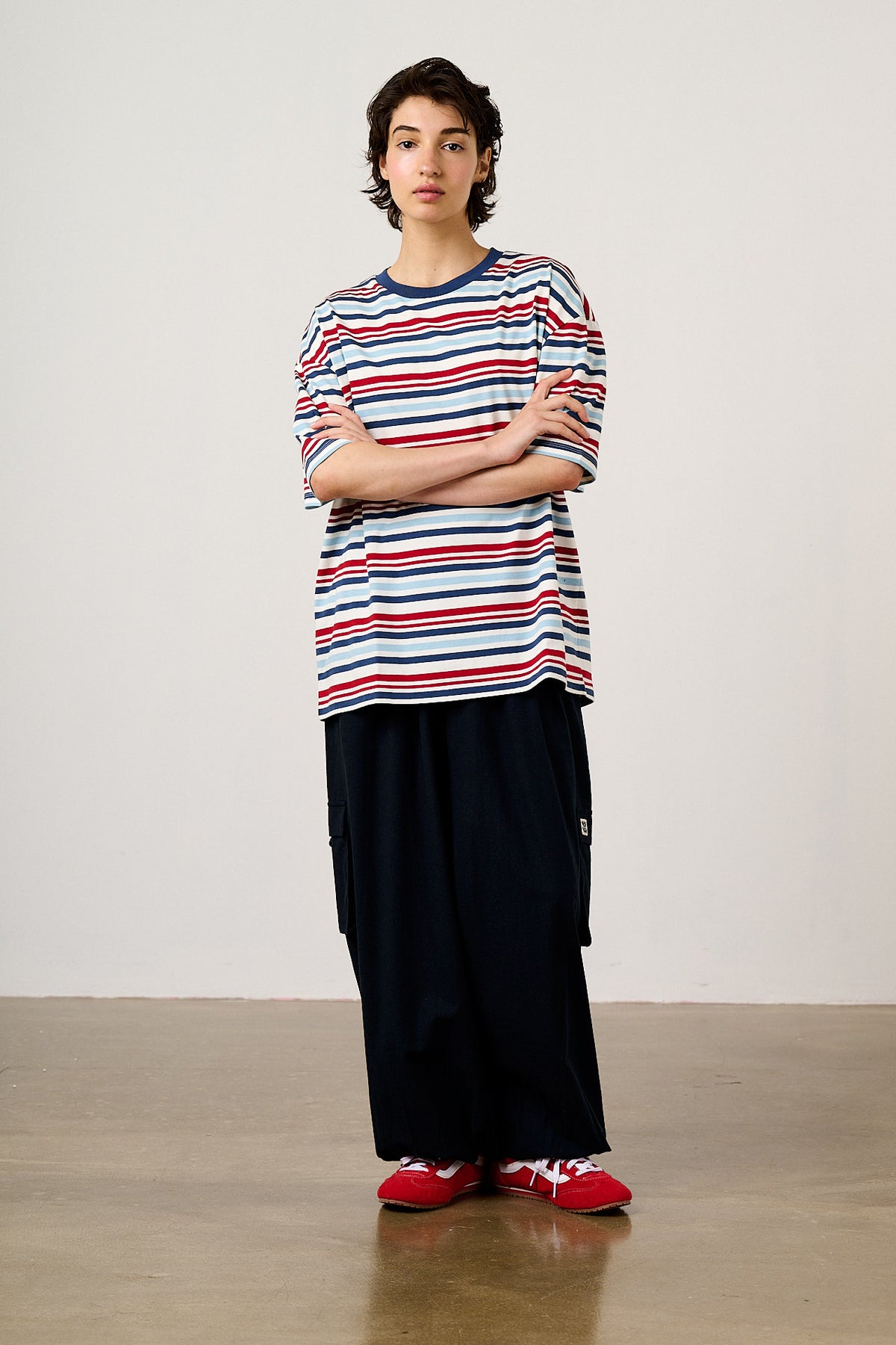 Benny - Oversized T-Shirt Organic Cotton in Multi Blue Stripe