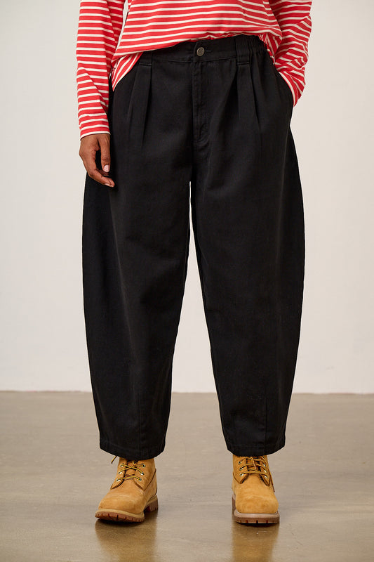Ashby - Barrel Leg Trousers Organic Cotton in Black
